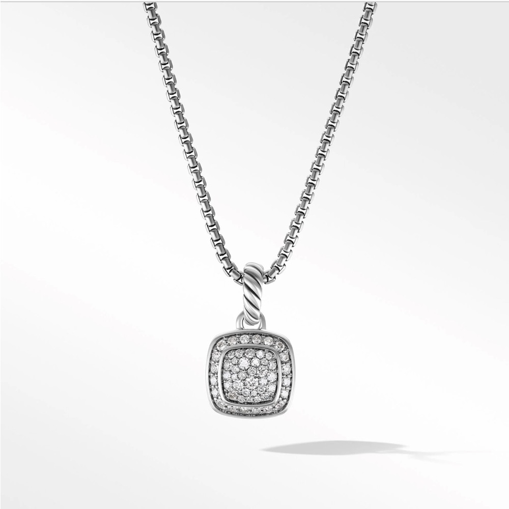 David Yurman Petite Albion Pendant Necklace Sterling Silver with Pavé Diamonds